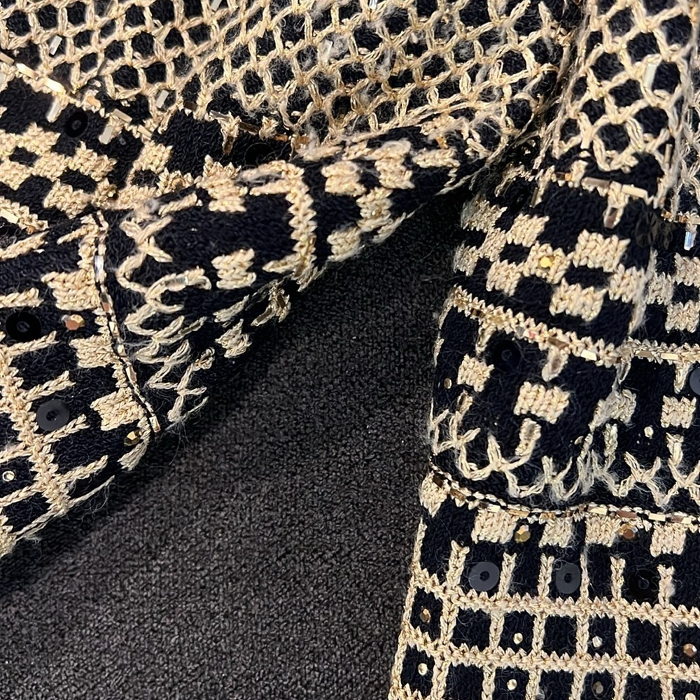 Vintage St. John by Marie Gray Gold & Black Sequins Cardigan Size S - Picture 10 of 10
